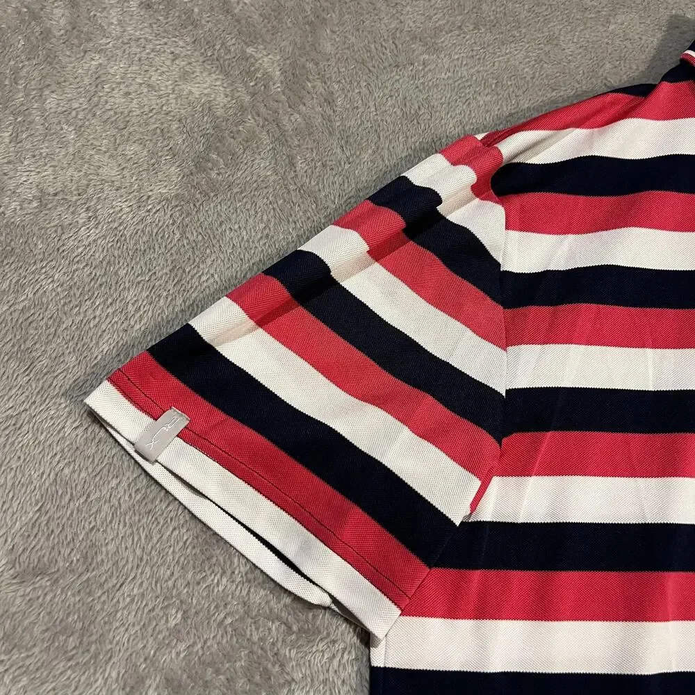 RLX Ralph Lauren Polo Shirt Mens XL Blue Red White Stripe Golf USA